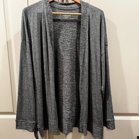 1X Cuddl Duds Lightweight Black Pepper Heather Open Front Cardigan Sweater - Picture 1 of 5
